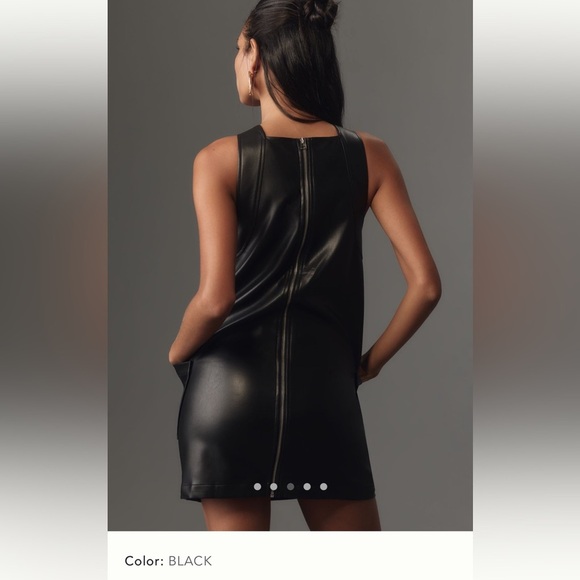 NWT new large Anthropologie Maeve sleeveless faux leather shift dress black - Picture 10 of 17